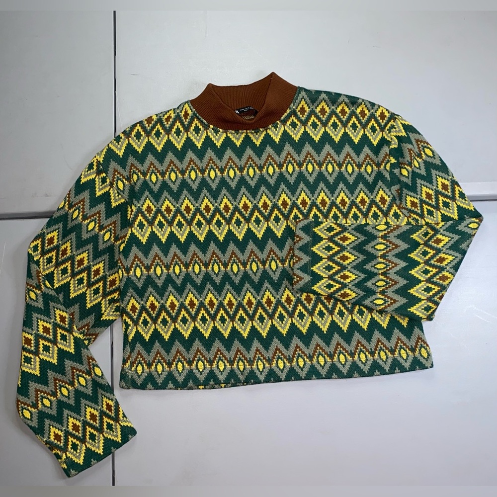 Zara Jacquard Sweater High Neck Pullover